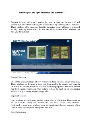 how helpful are upvc windows this summer