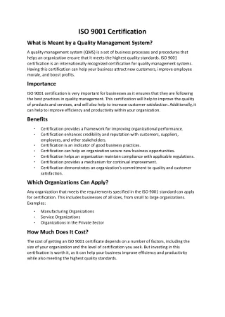ISO 9001 Certification(Nigeria)