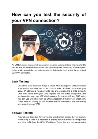 How can you test the security of your VPN connection_