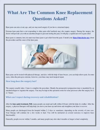 What Are The Common Knee Replacement Questions Asked?
