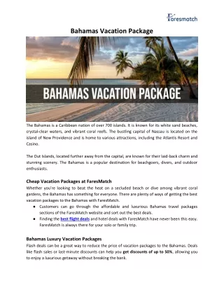 Bahamas Vacation Package all inclusive resorts