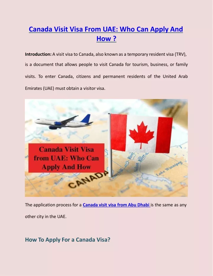 canada visit visa from uae who can apply and how
