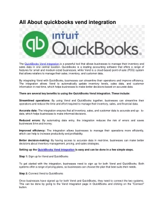 What does quickbooks vend integration?