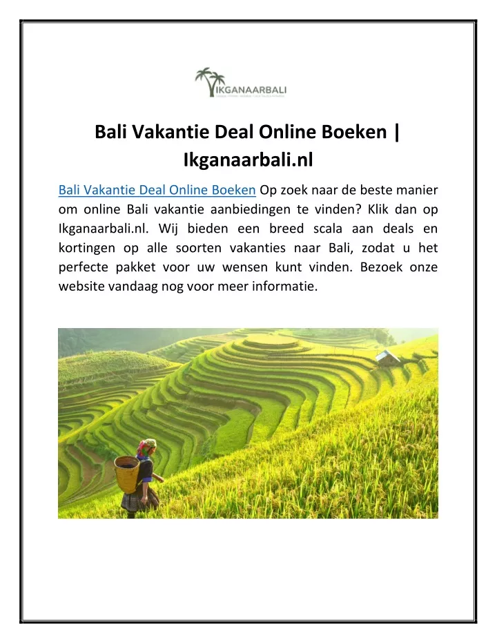 bali vakantie deal online boeken ikganaarbali nl