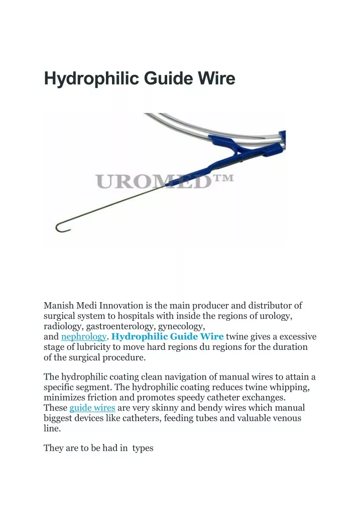 hydrophilic guide wire
