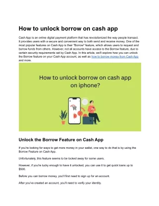 How to unlock borrow on cash app ? 5 common methods