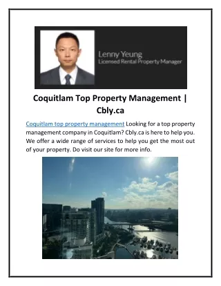 Coquitlam Top Property Management | Cbly.ca