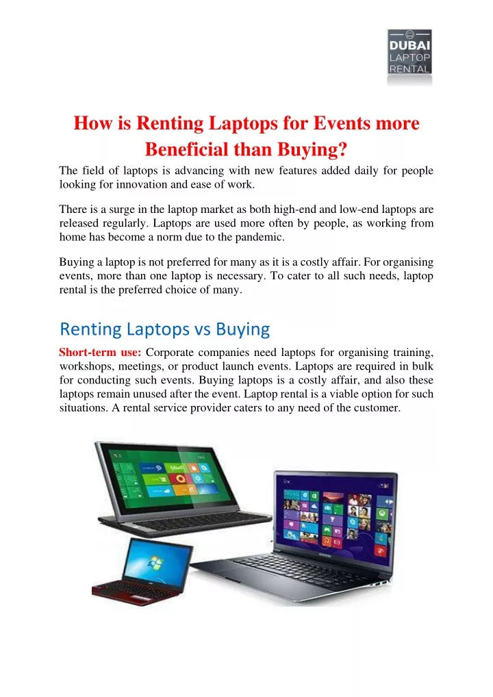 how is renting laptops for events more beneficial