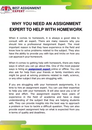 why you need an assignment expert to help with homework