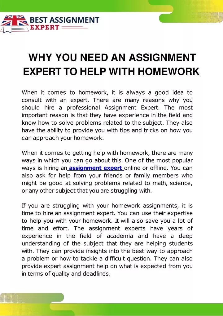 why you need an assignment expert to help with homework