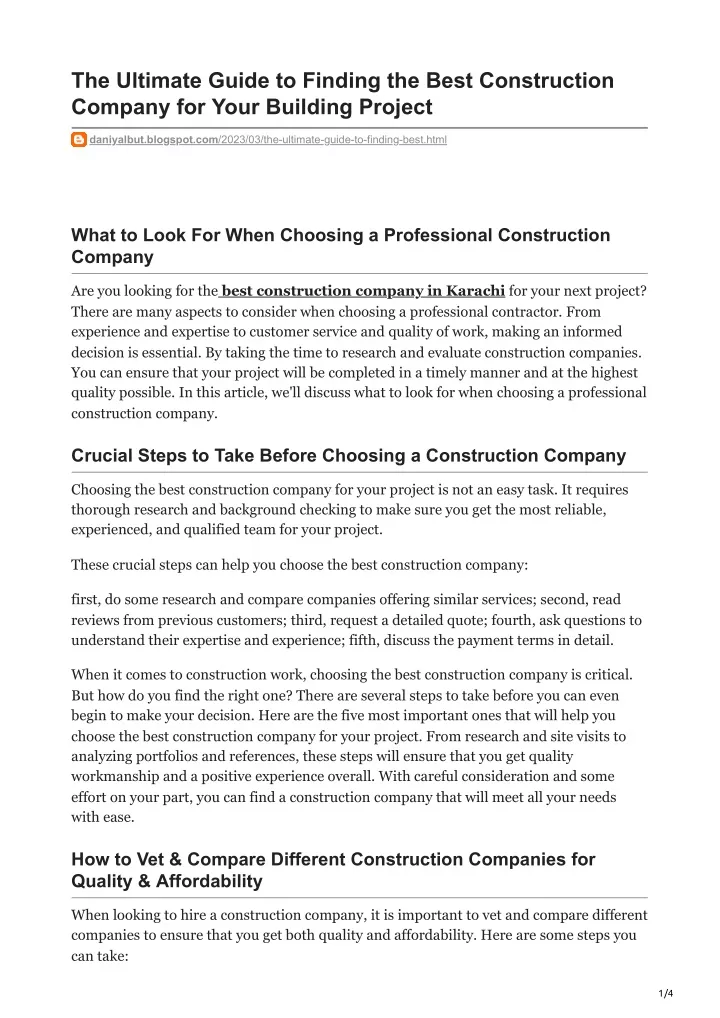 PPT The Ultimate Guide to Finding the Best Construction Company for