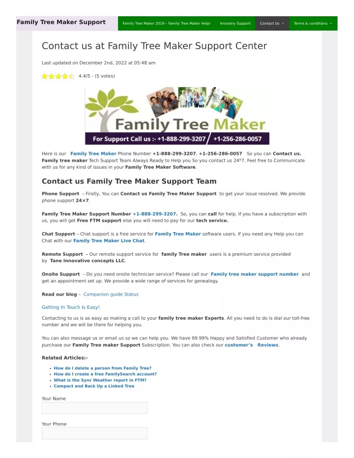 family tree maker support