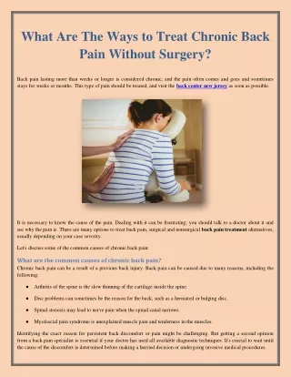 What Are The Ways to Treat Chronic Back Pain Without Surgery?