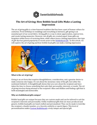 The Art of Giving How Bobble head Gifts Make a Lasting Impression