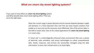 what are smart city street lighting systems