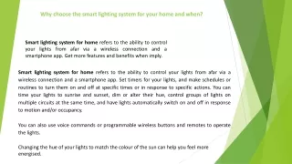 why choose the smart lighting system for your