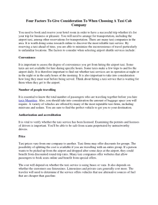 four factors to give consideration to when