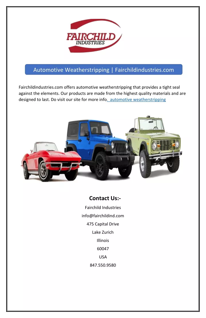 automotive weatherstripping fairchildindustries