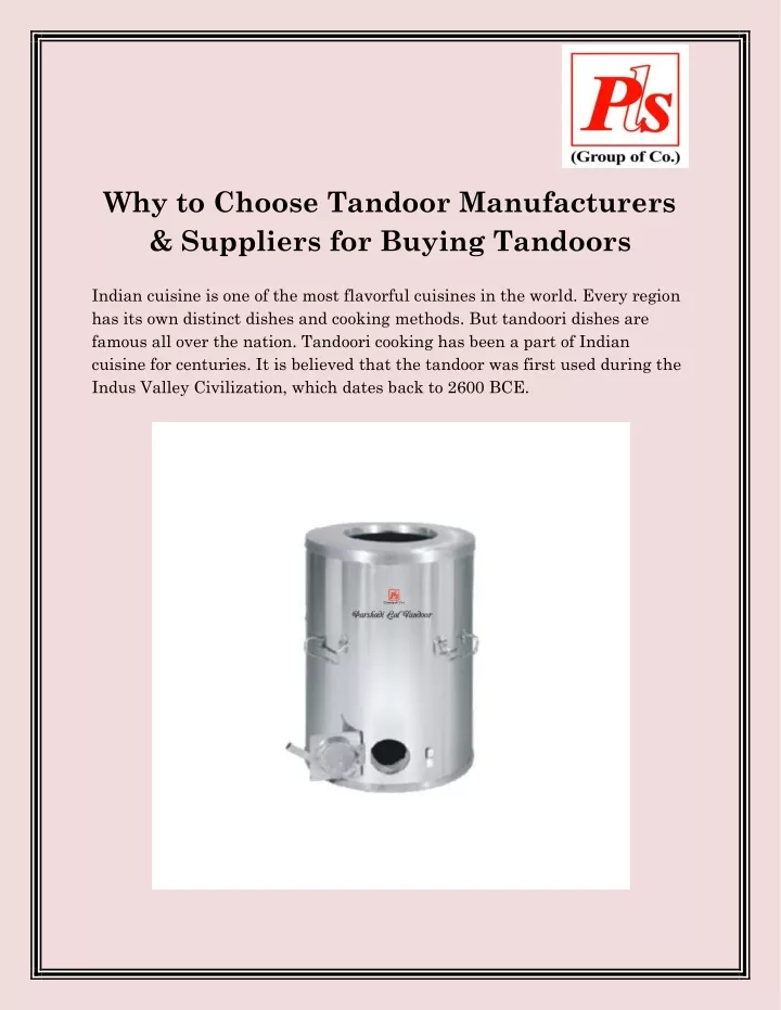 why to choose tandoor manufacturers suppliers