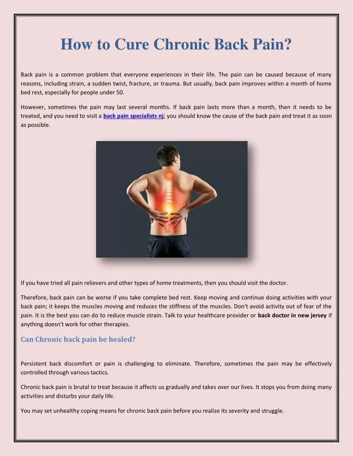 how to cure chronic back pain