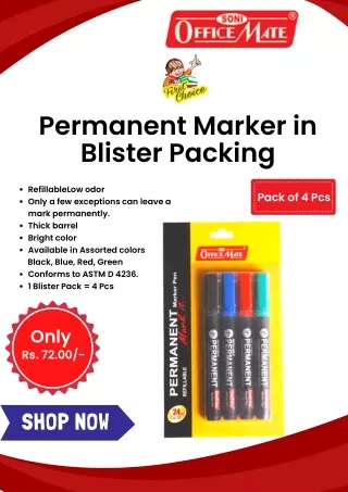 Buy Permanent Marker Pack of 4 Online at Best Prices In India - Soniofficemate