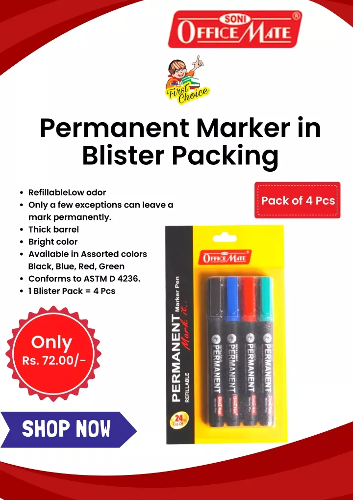 permanent marker in blister packing