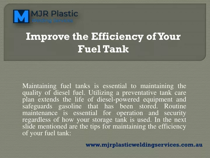 improve the efficiency of your fuel tank