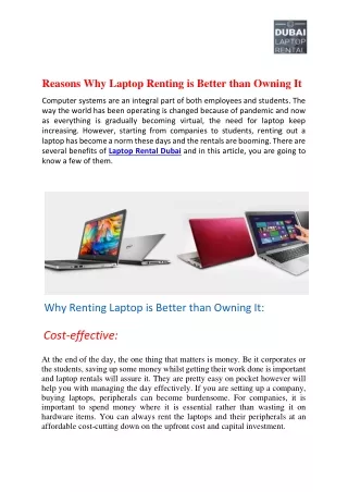 reasons why laptop renting is better than owning