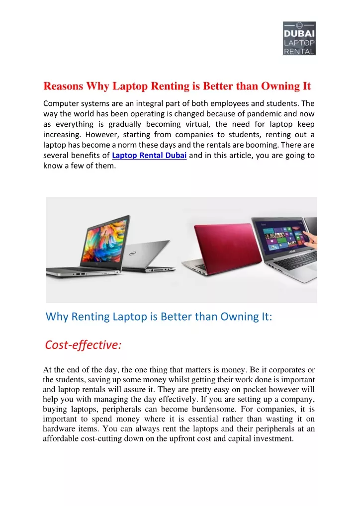 reasons why laptop renting is better than owning