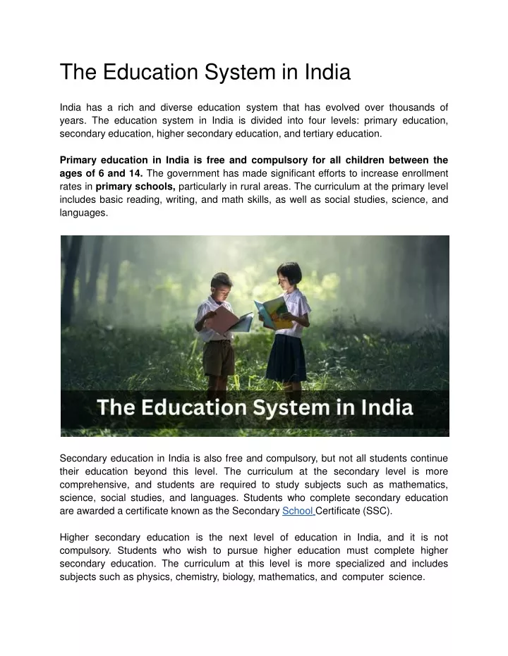 the education system in india