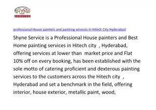 professional House painters and painting services in Hitech City Hyderabad