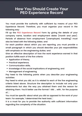 how you should create your peo experience record