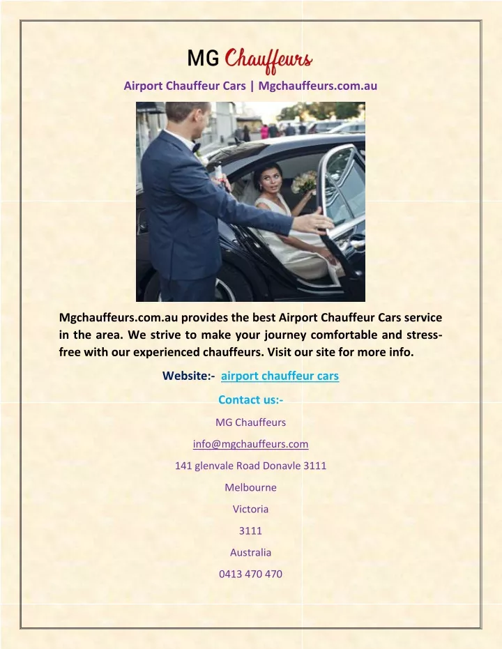 airport chauffeur cars mgchauffeurs com au