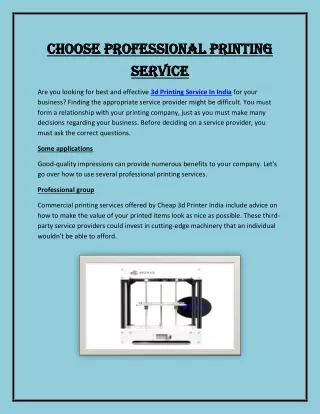 Choose Professional Printing Service