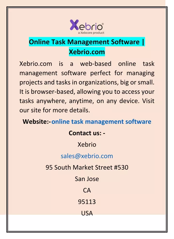 online task management software xebrio com