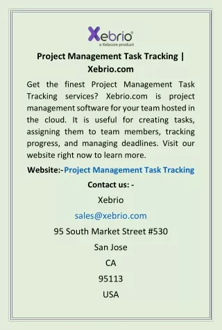 Project Management Task Tracking | Xebrio.com