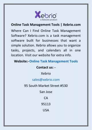 Online Task Management Tools | Xebrio.com