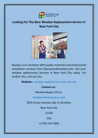 Looking For The Best Window Replacement Service In New York City