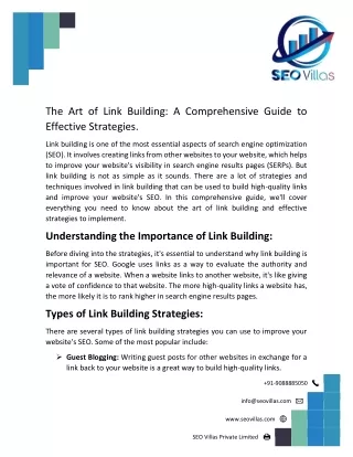 The Art of Link Building: A Comprehensive Guide to Effective Strategies