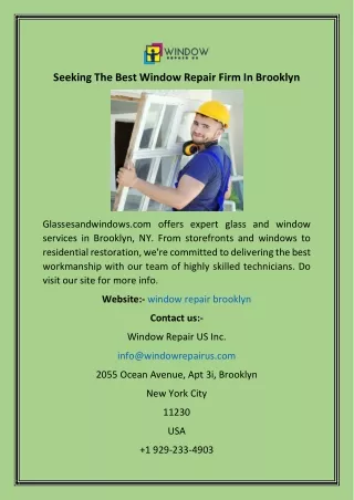 Seeking The Best Window Repair Firm In Brooklyn