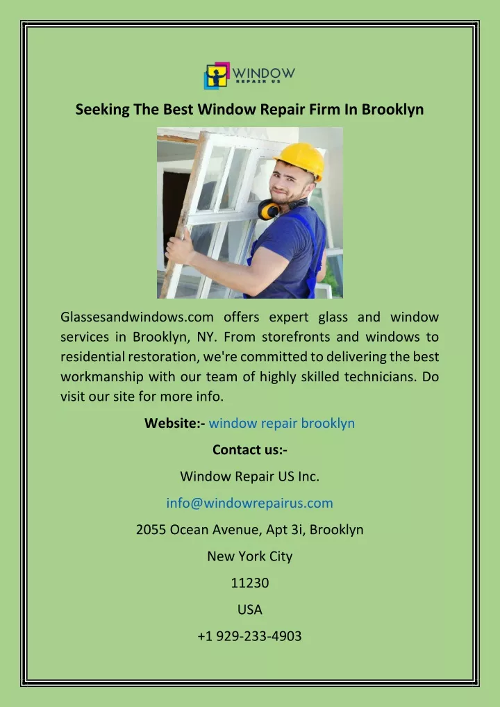 seeking the best window repair firm in brooklyn