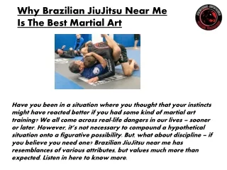 Why Brazilian JiuJitsu Near Me Is The Best Martial Art