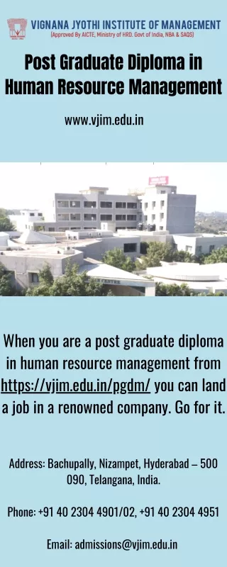 Post Graduate Diploma in Human Resource Management - Vjim.edu.in