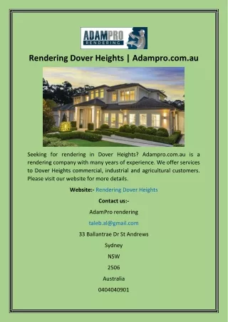 rendering dover heights adampro com au