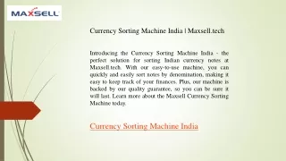 Currency Sorting Machine India  Maxsell.tech