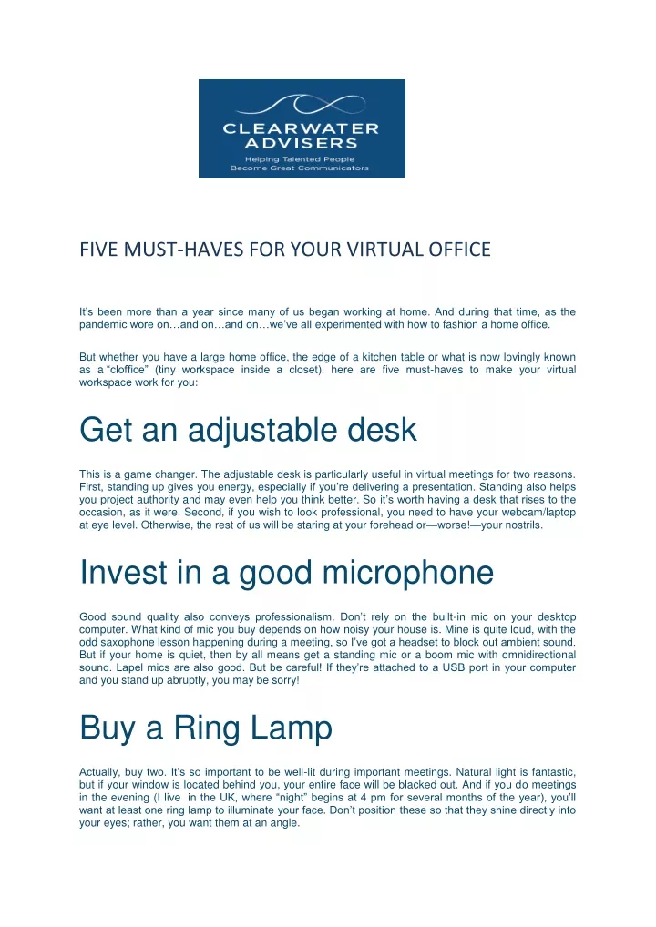 five must haves for your virtual office