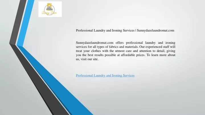 professional laundry and ironing services