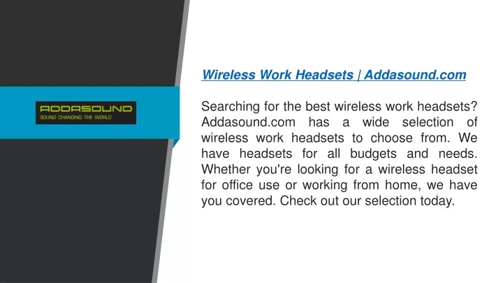 wireless work headsets addasound com searching