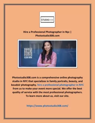 Hire a Professional Photographer in Nyc | Photostudio308.com