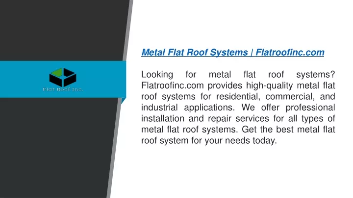 metal flat roof systems flatroofinc com looking
